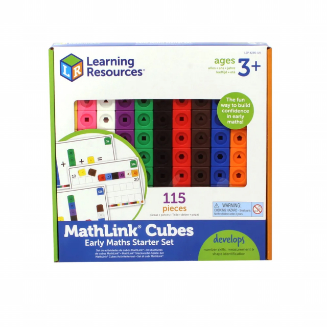 Learning Resources MathLink Cubes Early Maths Starter Set – 115 byggkuber i olika färger för att lära barn grundläggande matematik genom lek.