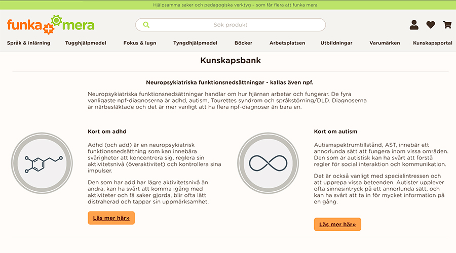 Skärmavbild på kunskapsbanken